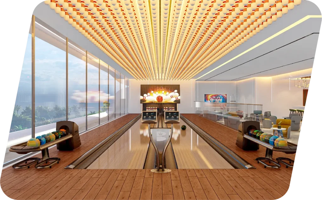 Fourth-floor clubhouse at CINQ by Raghava featuring modern luxury interiors and lifestyle amenities.